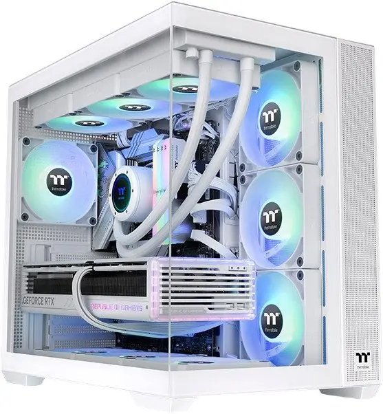 Купить Корпус Thermaltake View 380 TG ARGB белый без БП ATX 9x120mm 5x140mm 1x200mm 2xUSB3.0 audio bott PSU, цена, опт и розница