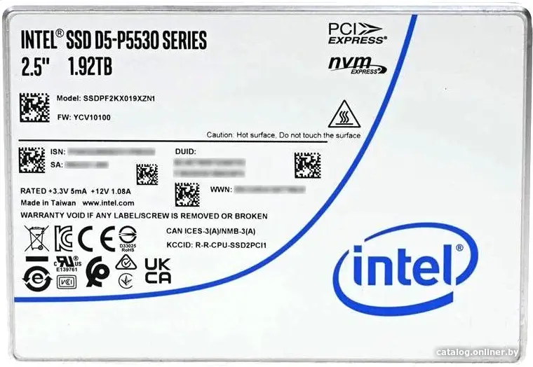 Купить SSD диск Intel D5-P5530 1.92Tb (SSDPF2KX019XZN1), цена, опт и розница