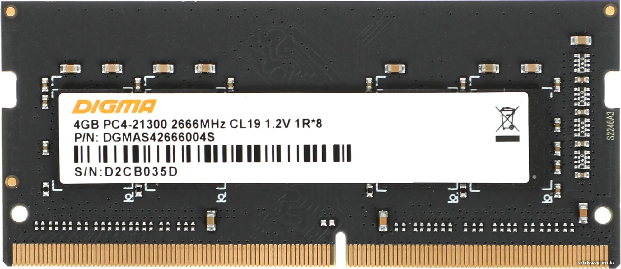 Купить Оперативная память Digma DDR4 4Gb 2666MHz (DGMAS42666004S), цена, опт и розница