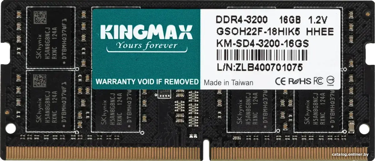 Оперативная память Kingmax DDR4 16Gb 3200MHz (KM-SD4-3200-16GS)