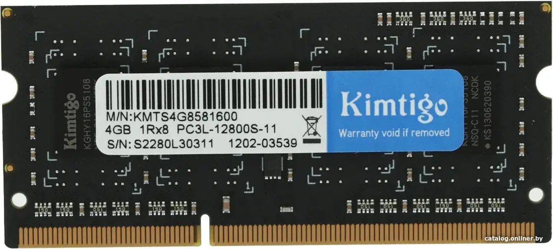 Оперативная память Kimtigo DDR3L 4Gb RTL (KMTS4G8581600)
