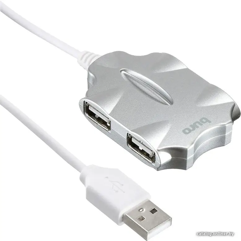 USB-хаб Buro BU-HUB4-0.5-U2.0-Candy серебристый