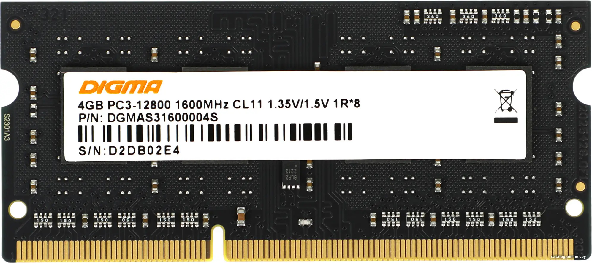 Оперативная память Digma DDR3L 4Gb 1600MHz (DGMAS31600004S)