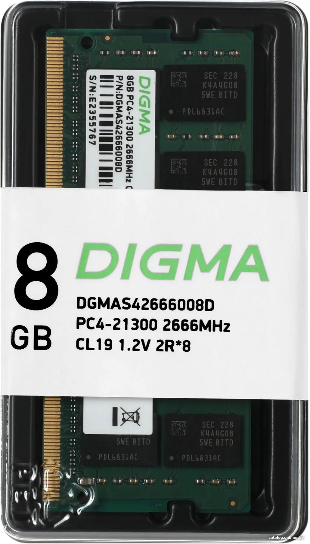 Оперативная память Digma DDR4 8Gb 2666MHz (DGMAS42666008D)