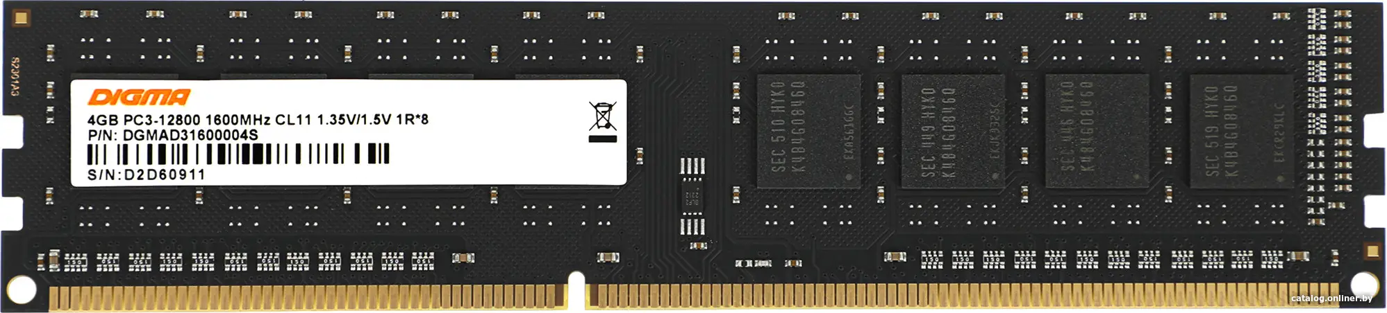 Купить Оперативная память Digma 4Gb DDR3L RTL (DGMAD31600004S), цена, опт и розница