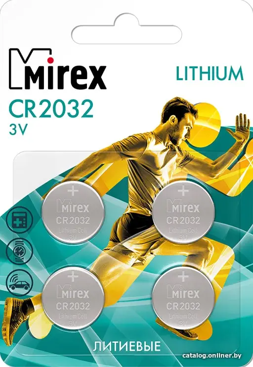 Купить Батарея литиевая Mirex CR2032 3V Блистер 4 шт (23702-CR2032-E4), цена, опт и розница