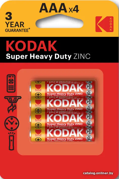 Купить Батарейка Kodak Super Heavy Duty Zinc AAA LR03 Арт 30953321 (списывать кратно 4 шт, цена за 1шт) Б0005118, цена, опт и розница