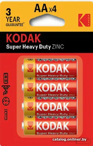 Купить Батарейка Kodak Super Heavy Duty Zinc AA LR6 Арт 30951044 (списывать кратно 4 шт, цена за 1шт) Б0005119, цена, опт и розница