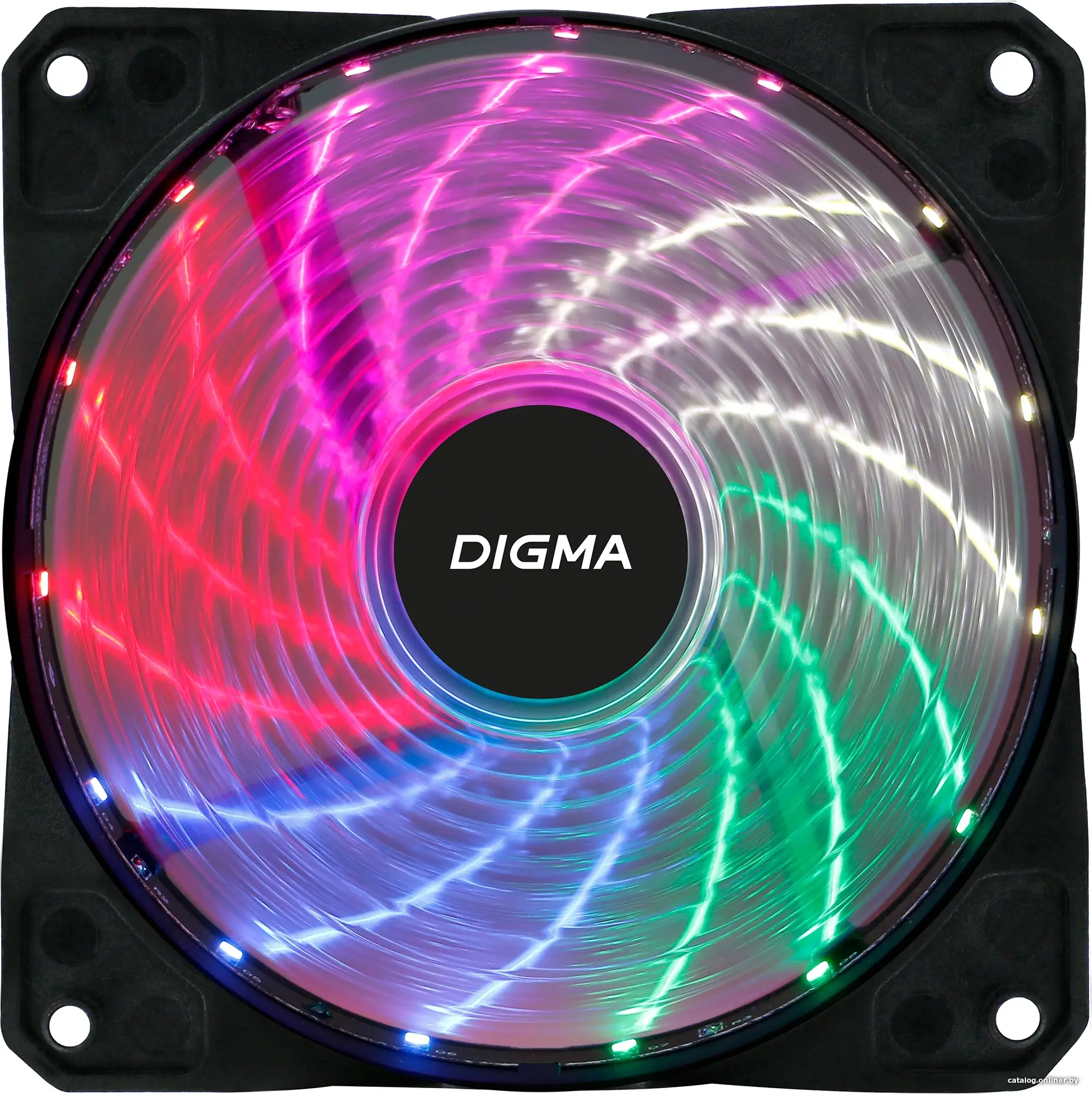Купить Вентилятор Digma DFAN-FRGB2 120x120x25mm 3-pin 4-pin (Molex)23dB 115gr LED Ret, цена, опт и розница