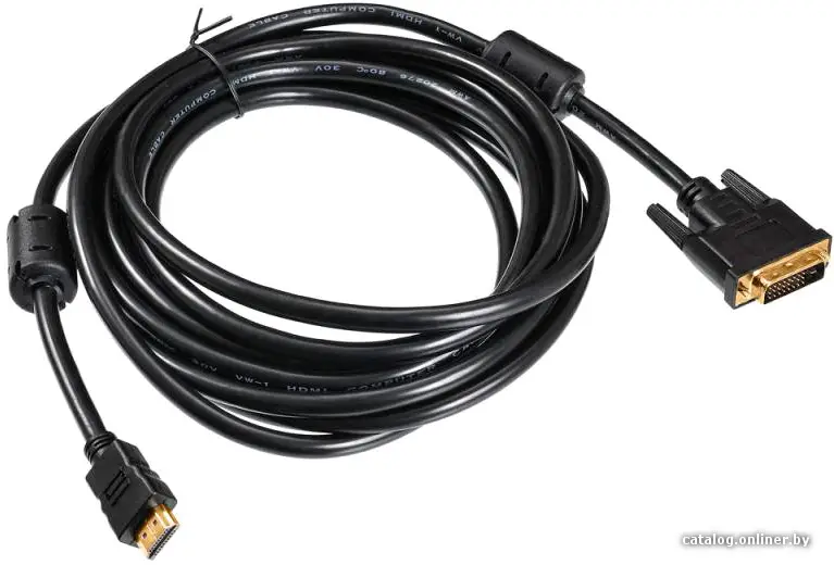 Купить Кабель  HDMI 19M вилка - DVI-D 19M вилка 5м Buro HDMI-19M-DVI-D-5M черный, цена, опт и розница