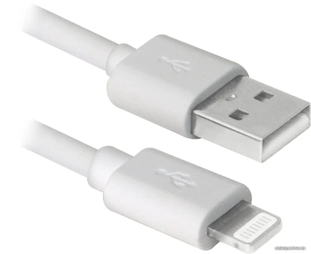 Купить Кабель USB 2.0 вилка - Apple Lightning 8pin 1м Defender ACH01-03BH белый, цена, опт и розница