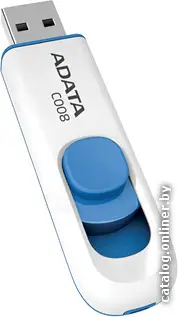 Купить USB 2.0 накопитель 16Gb ADATA C008 Capless Sliding USB Flash Drive белый, цена, опт и розница
