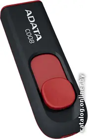 Купить USB 2.0 накопитель 64Gb ADATA C008 Capless Sliding USB Flash Drive черный/красный, цена, опт и розница